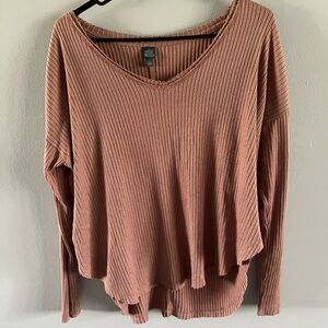 Wild Fable Ribbed Long Sleeve Top - Mauve